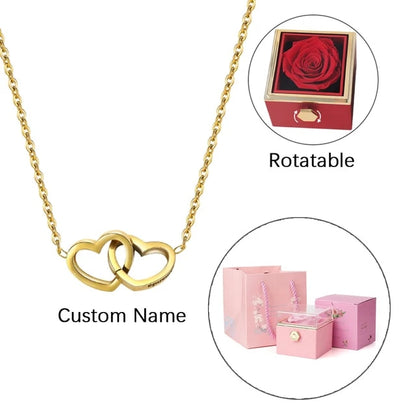 Eternal Rose Box With Custom Engraved Necklace