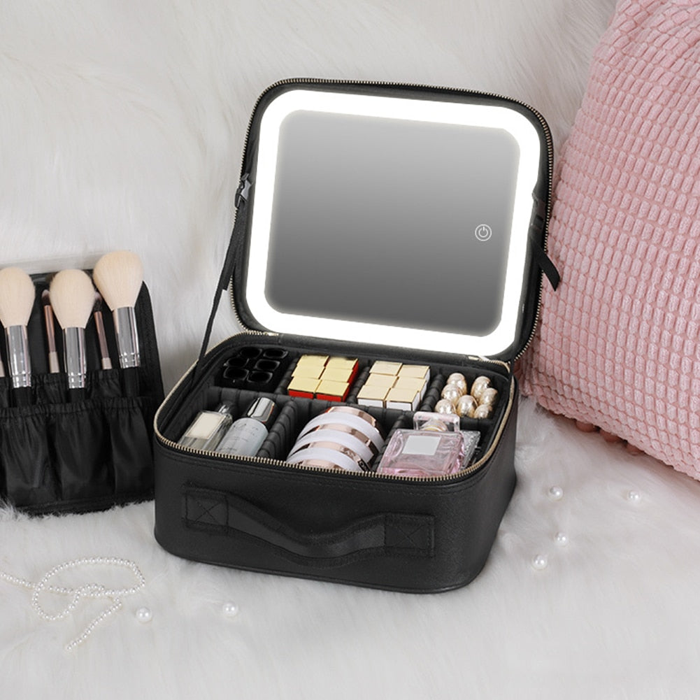 LED Mirror Cosmetic Bag